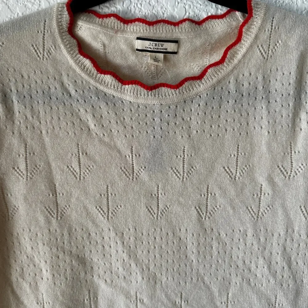 J.Crew Womens L 100% Cashmere Sweater Anchor Print Crewneck NWT